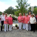 L-R: NIH Auxiliary President Judy Fratella, Auxiliary members Sharon Thompson, VFW Sr. Vice Commander and NIH Auxiliary member John Underhill, Auxiliary members Sharon Moore, Adie Zaragoza, Cathy Bahm, Diane Remick, Nona Jones, Shirley Stone, Carole Harris, June Wilkins, Carole Sample and Grad Wilkins, and NIH CEO Victoria Alexander-Lane. Photo courtesy Northern Inyo Hospital